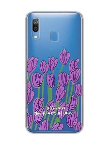 Прозорий чохол для Samsung Galaxy A30 (2019)/A20 (2019) Тюльпани (принт 265)