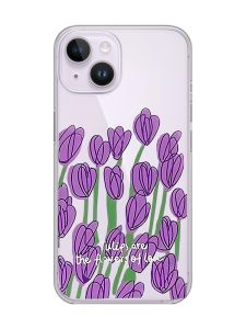 Прозорий чохол із захистом камери на iPhone 14 Тюльпани (принт 265)