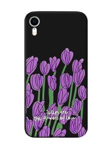 Матовий чорний чохол на Apple iPhone XR Тюльпани (принт 265)