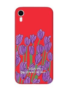 Матовий червоний чохол на Apple iPhone XR Тюльпани (принт 265)