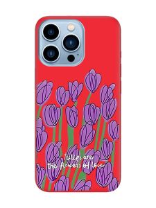 Матовий червоний чохол на Apple iPhone 13 Pro Max Тюльпани (принт 265)