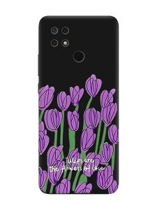 Матовий чорний чохол на Xiaomi Redmi 10C Тюльпани (принт 265)