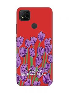 Матовий червоний чохол на Xiaomi Redmi 9C / 10A Тюльпани (принт 265)