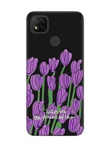 Матовий чорний чохол на Xiaomi Redmi 9C / 10A Тюльпани (принт 265)