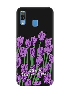 Матовий чорний чохол на Samsung Galaxy A30 (2019) / A20 (2019) Тюльпани (принт 265)