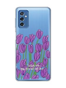 Прозорий чохол на Samsung Galaxy M52 Тюльпани (принт 265)