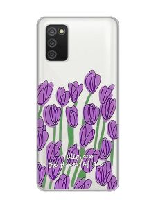 Прозорий чохол для Samsung Galaxy A02s Тюльпани (принт 265)
