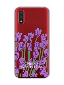 Прозорий чохол для Samsung Galaxy A01 Тюльпани (принт 265)