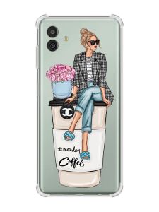 Чохол з потовщеними кутами на Samsung Galaxy M13 5G :: Дівчина на каві (принт 228)