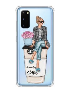 Чохол із потовщеними кутами на Samsung Galaxy S20 Plus :: Дівчина на каві (принт 228)