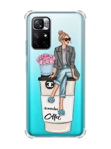 Чохол з потовщеними кутами на Xiaomi Redmi Note 11 4G :: Дівчина на каві (принт 228)