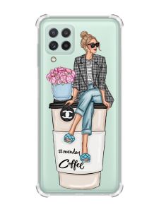 Чохол з потовщеними кутами на Samsung Galaxy A22 4G/M32/M22 :: Дівчина на каві (принт 228)