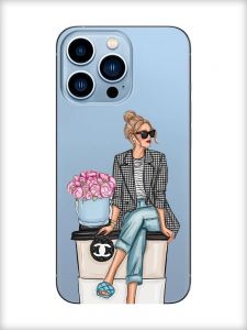 Прозорий чохол на Apple iPhone 13 Pro Max :: Дівчина на каві (принт 228)
