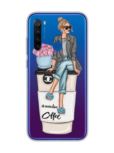 Прозорий чохол на Xiaomi Redmi Note 8T :: Дівчина на каві (принт 228)