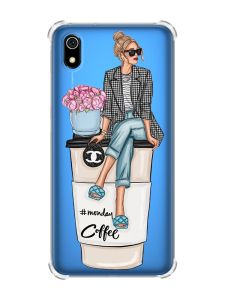 Чохол з потовщеними кутами для Xiaomi Redmi 7A :: Дівчина на каві (принт 228)