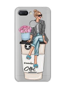 Прозорий чохол на Xiaomi Redmi 6 :: Дівчина на каві (принт 228)