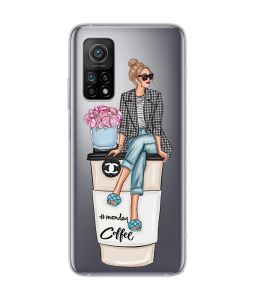 Прозорий чохол на Xiaomi Mi 10T/Mi 10T Pro :: Дівчина на каві (принт 228)
