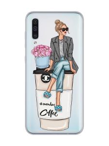 Прозорий чохол на Samsung Galaxy A50 (2019) A505 :: Дівчина на каві (принт 228)