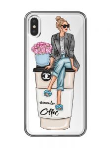 Прозорий чохол на iPhone XS Max :: Дівчина на каві (принт 228)