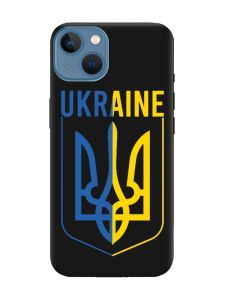 Матовий чорний чохол на Apple iPhone 13 Тризуб (принт 254)