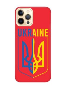 Матовий червоний чохол на Apple iPhone 12 Pro Max Тризуб (принт 254)