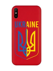 Матовий червоний чохол на Xiaomi Redmi 9A Тризуб (принт 254)