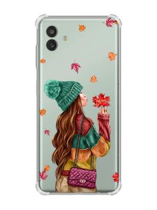 Чохол з потовщеними кутами на Samsung Galaxy M13 5G :: Дівчина з листям (принт 221)