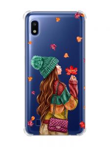 Чохол з потовщеними кутами на Samsung Galaxy A10 (2019)/A105 :: Дівчина з листям (принт 221)