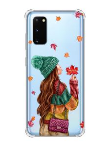 Чохол із потовщеними кутами на Samsung Galaxy S20 Plus :: Дівчина з листям (принт 221)