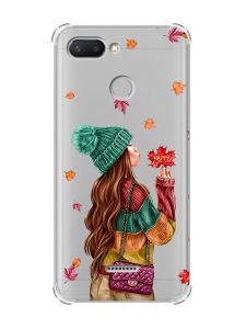 Чохол із потовщеними кутами для Xiaomi Redmi 6 :: Дівчина з листям (принт 221)