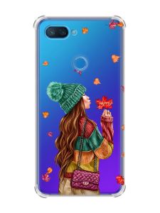 Чохол із потовщеними кутами на Xiaomi Mi 8 Lite :: Дівчина з листям (принт 221)