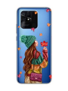 Прозорий чохол на Xiaomi Redmi 10C :: Дівчина з листям (принт 221)