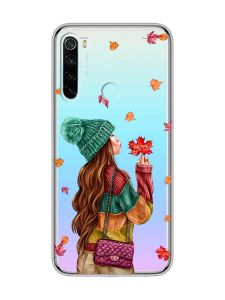 Прозорий чохол на Xiaomi Redmi Note 8  :: Дівчина з листям (принт 221)