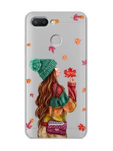Прозорий чохол на Xiaomi Redmi 6  :: Дівчина з листям (принт 221)