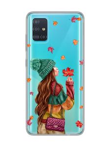 Прозорий чохол на Samsung Galaxy A51 :: Дівчина з листям (принт 221)