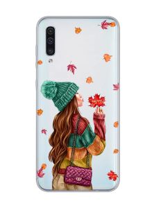Прозорий чохол на Samsung Galaxy A50 (2019) A505 :: Дівчина з листям (принт 221)