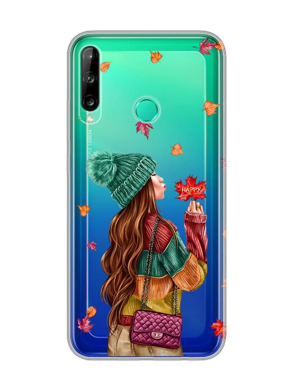Прозорий чохол для Huawei Р40 lite E / Y7p  :: Дівчина з листям (принт 221)