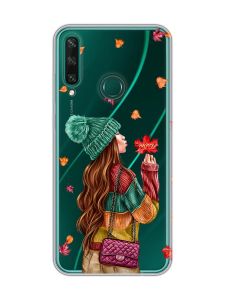 Прозорий чохол на Huawei Y6p :: Дівчина з листям (принт 221)