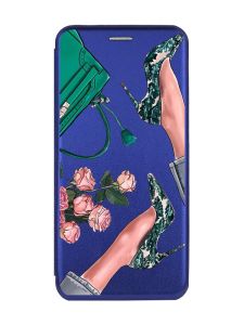 Чохол-книжка з малюнком для Samsung Galaxy А10 (2019) А105 Синій :: Туфельки і квіти (принт 225)