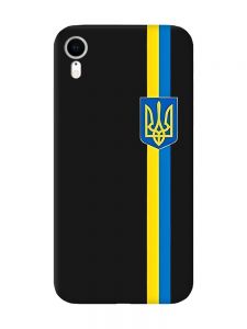 Матовий чорний чохол на Apple iPhone XR :: Стрічка Україна (патріотичний принт 253)