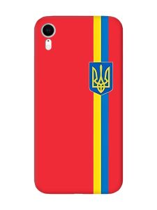 Матовий червоний чохол на Apple iPhone XR :: Стрічка Україна (патріотичний принт 253)