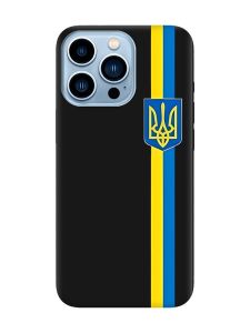 Матовий чорний чохол на Apple iPhone 13 Pro Max :: Стрічка Україна (патріотичний принт 253)