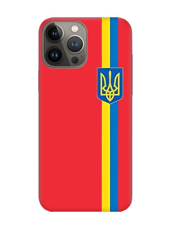 Матовий червоний чохол на Apple iPhone 13 Pro :: Стрічка Україна (патріотичний принт 253)