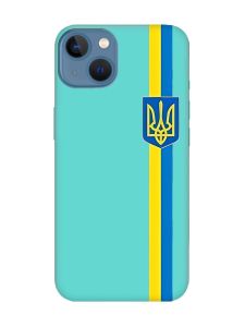 Матовий бірюзовий чохол на Apple iPhone 13 :: Стрічка Україна (патріотичний принт 253)