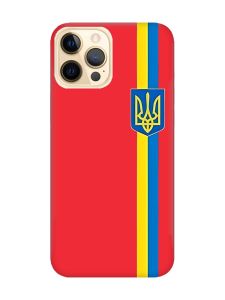 Матовий червоний чохол на Apple iPhone 12 Pro Max :: Стрічка Україна (патріотичний принт 253)