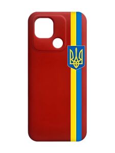 Матовий червоний чохол на Xiaomi Redmi 10C :: Стрічка Україна (патріотичний принт 253)