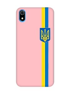 Матовий рожевий чохол на Xiaomi Redmi 7A :: Стрічка Україна (патріотичний принт 253)