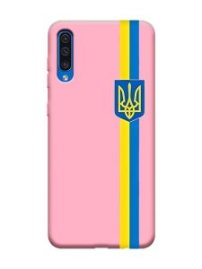 Матовий рожевий чохол на Samsung Galaxy A50 (2019) A505 :: Стрічка Україна (патріотичний принт 253)