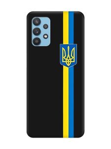 Матовий чорний чохол на Samsung Galaxy A32 :: Стрічка Україна (патріотичний принт 253)