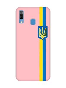 Матовий рожевий чохол на Samsung Galaxy A30 (2019) / A20 (2019) :: Стрічка Україна (патріотичний принт 253)